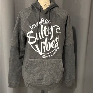 Gray Hoodie with 'Salty Vibes' Print